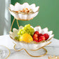 2-Tier Metal Fruit Stand With 2 Porcelain Bowls / Ruchi