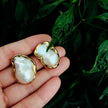 Baroque White Pearl Gold Plated Stud Earrings / Ruchi