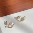 Endearing Tulip Flower Design Pearl Metal Stud Earrings / Ruchi