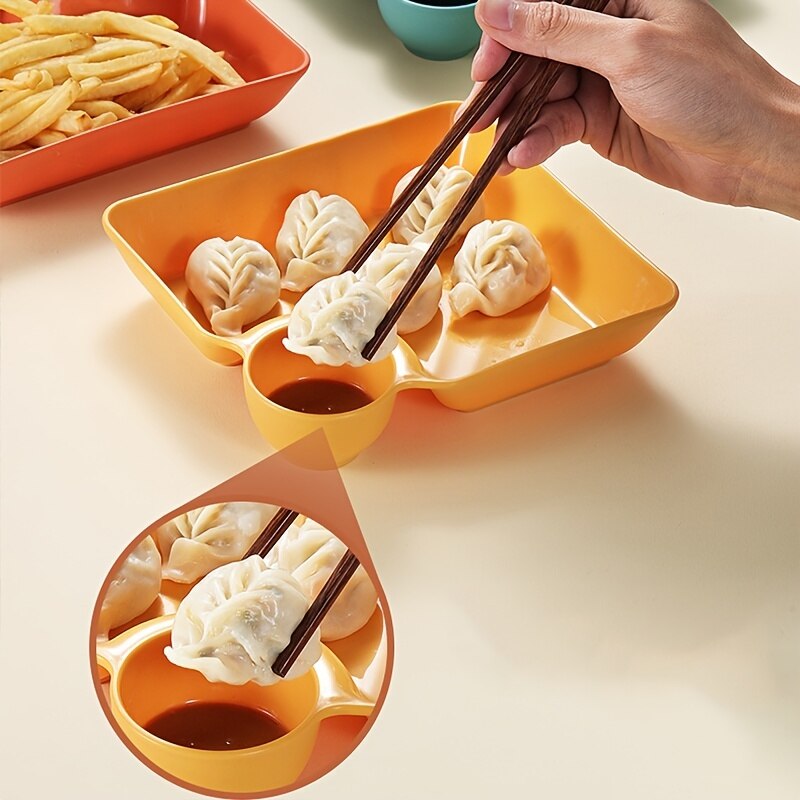 7 Inches Square Plastic Platter With Sauce Holder / Ruchi