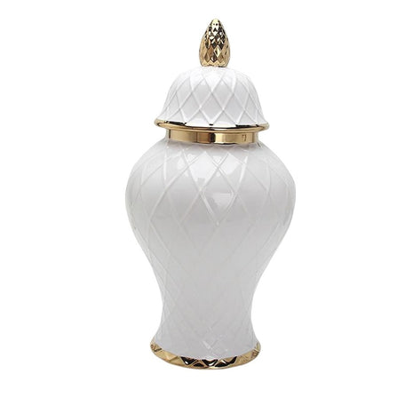 White Ceramic Ginger Jar Vase / Ruchi 