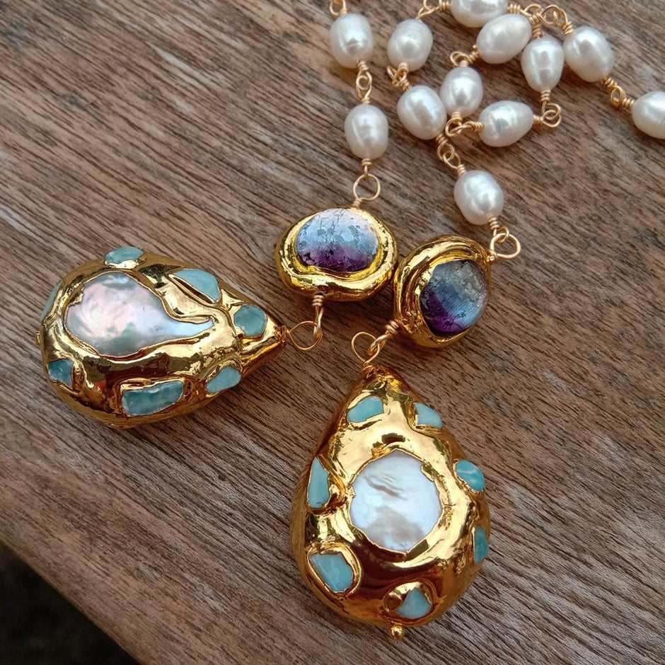 Rosary Style Beaded Pearl Necklace / Ruchi