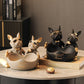 Couple Bulldog Resin Love Statue With Bowl / Ruchi