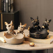 Lovely Couple Bulldog Resin Statue With Bowl / Ruchi