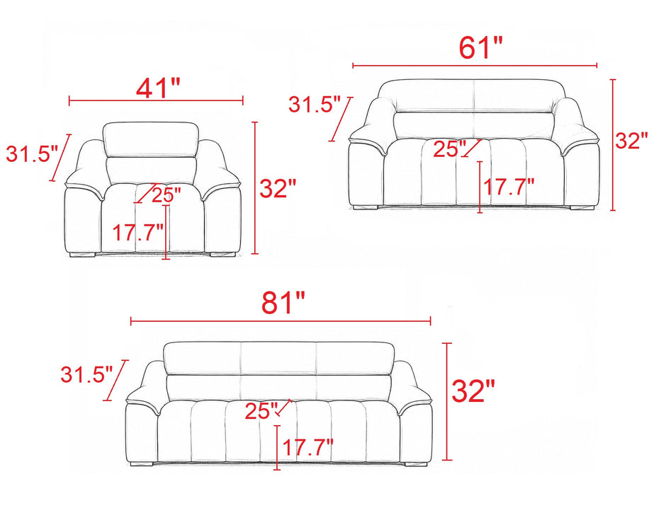 Cozy 1-2-3 Seater Leather Sofa Set