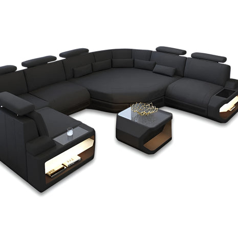 U-shaped LED Leather Sectional Sofa