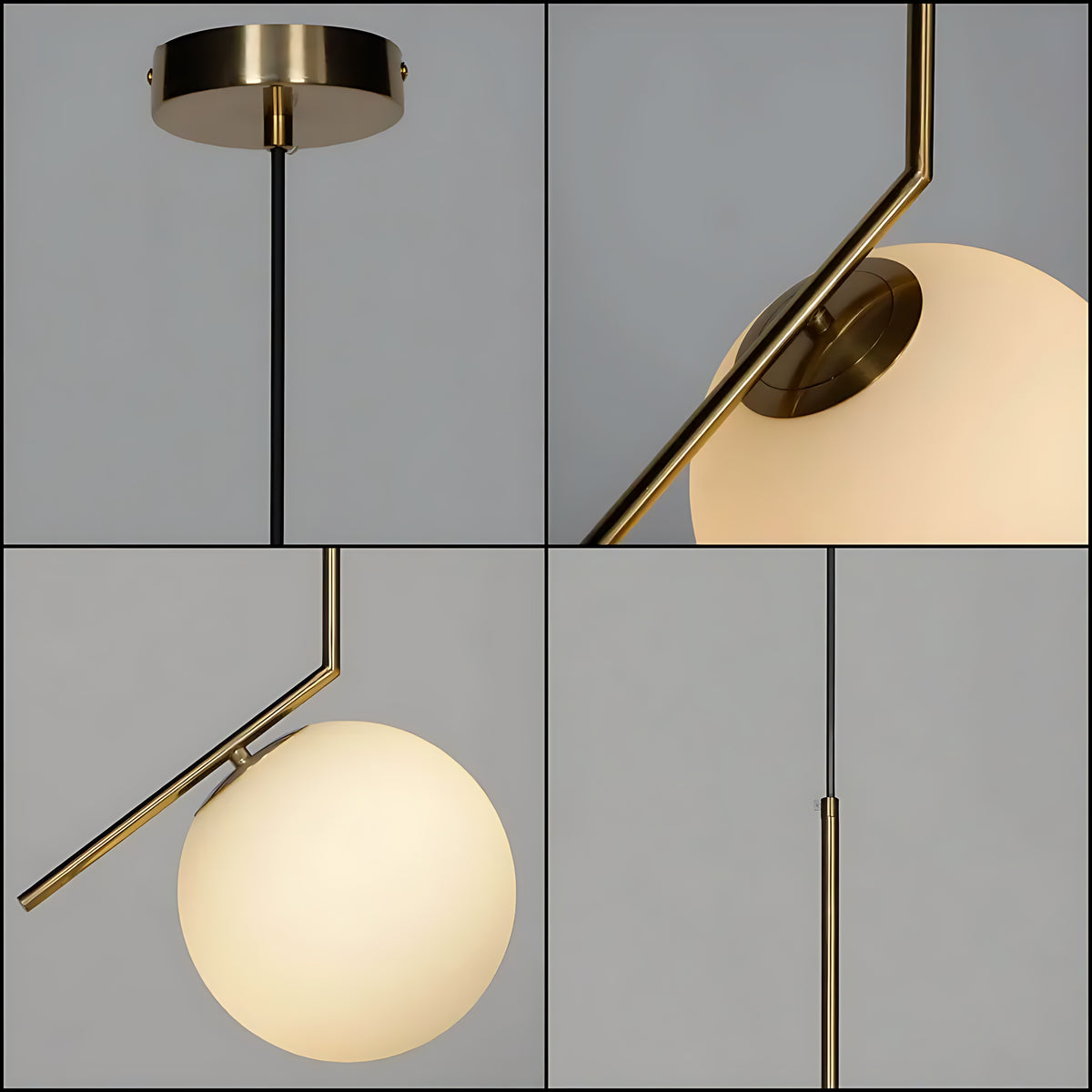 White Round Glass Pendant Light / Ruchi