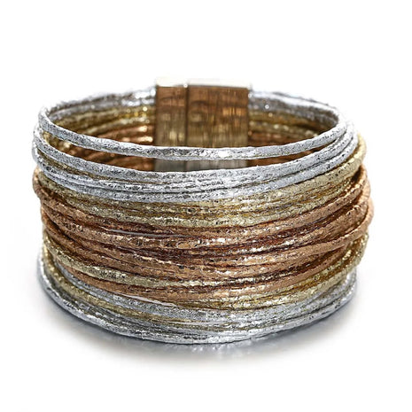 Charming Glittery Wrapped Leather Bracelet