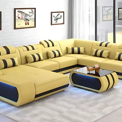 Leather Sectional Sofa With LED Lights / Ruchi 