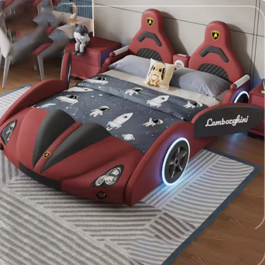 Car Theme Childrens LED Leather Bed / Ruchi