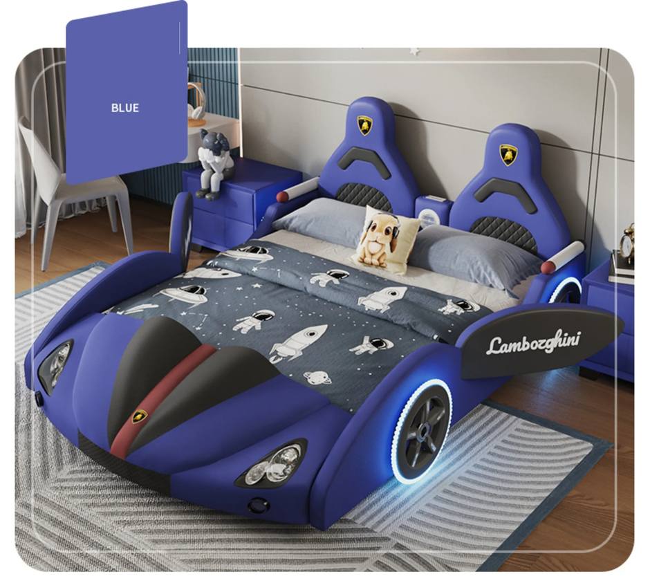 Car Theme Childrens LED Leather Bed / Ruchi