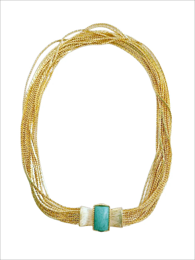 Aventurine Stone Carved Layered Chain Bracelet Jewelry Design / Ruchi