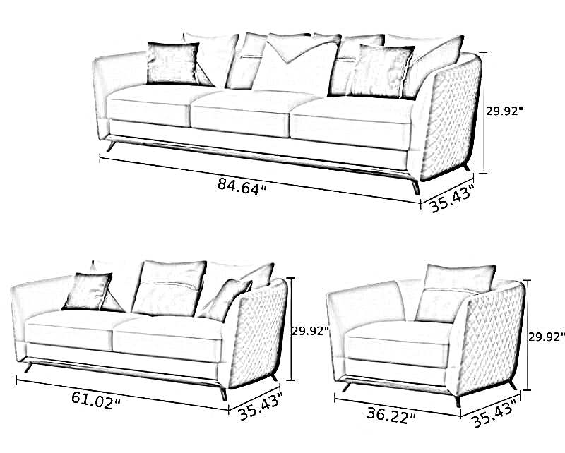 Astonishing Curvy Back Leather 1-2-3 Seater Sofa Set