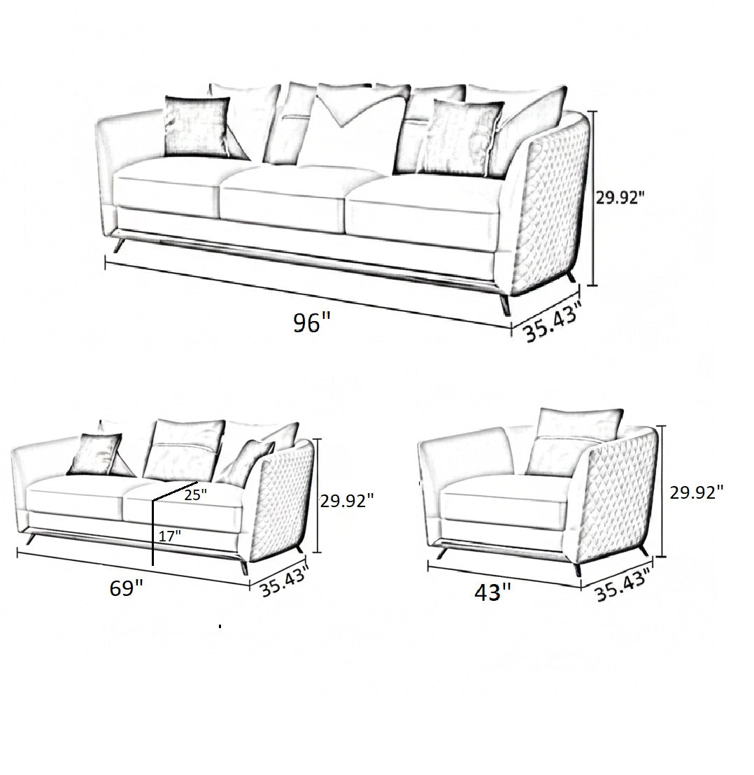 Astonishing Curvy Back Leather 1-2-3 Seater Sofa Set