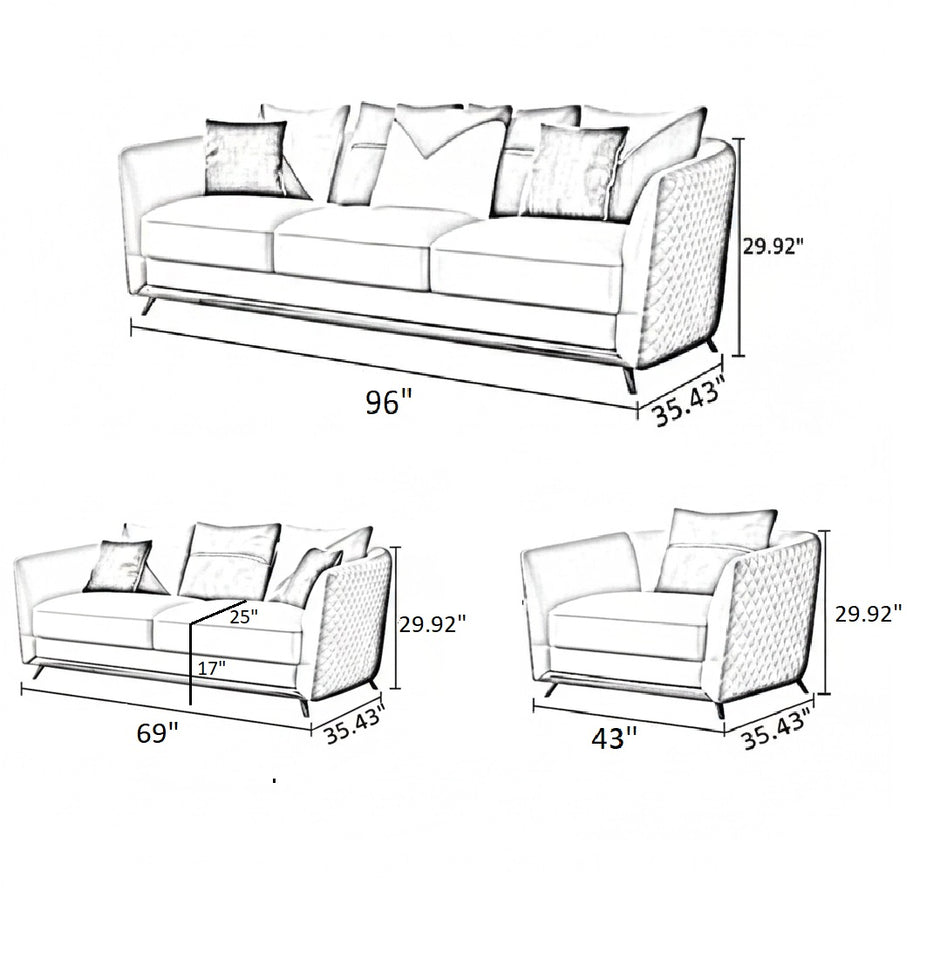 Astonishing Curvy Back Leather 1-2-3 Seater Sofa Set