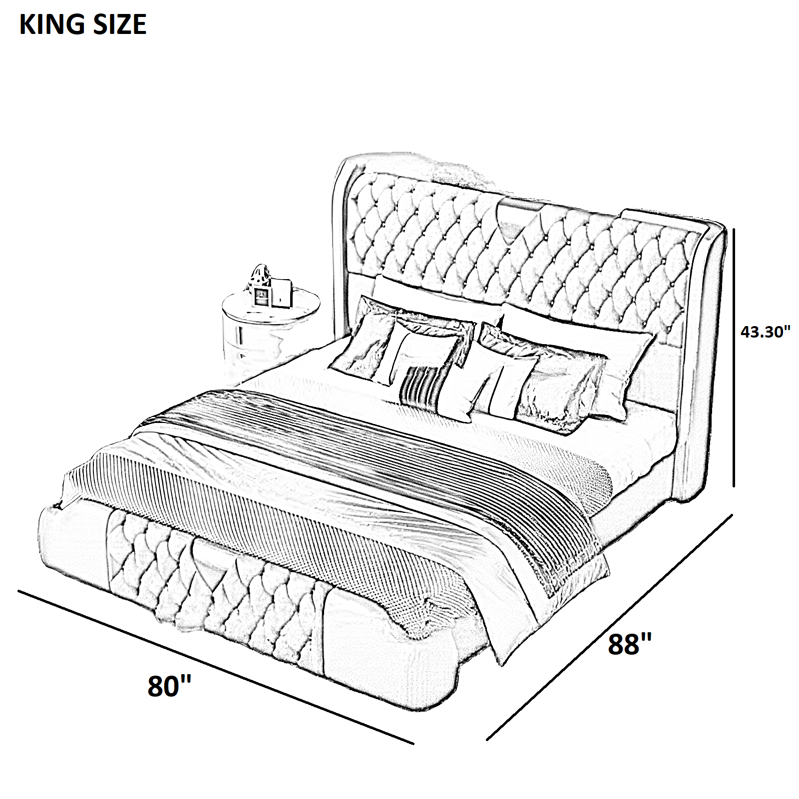 Modern Button Tufted Leather Bed / Ruchi
