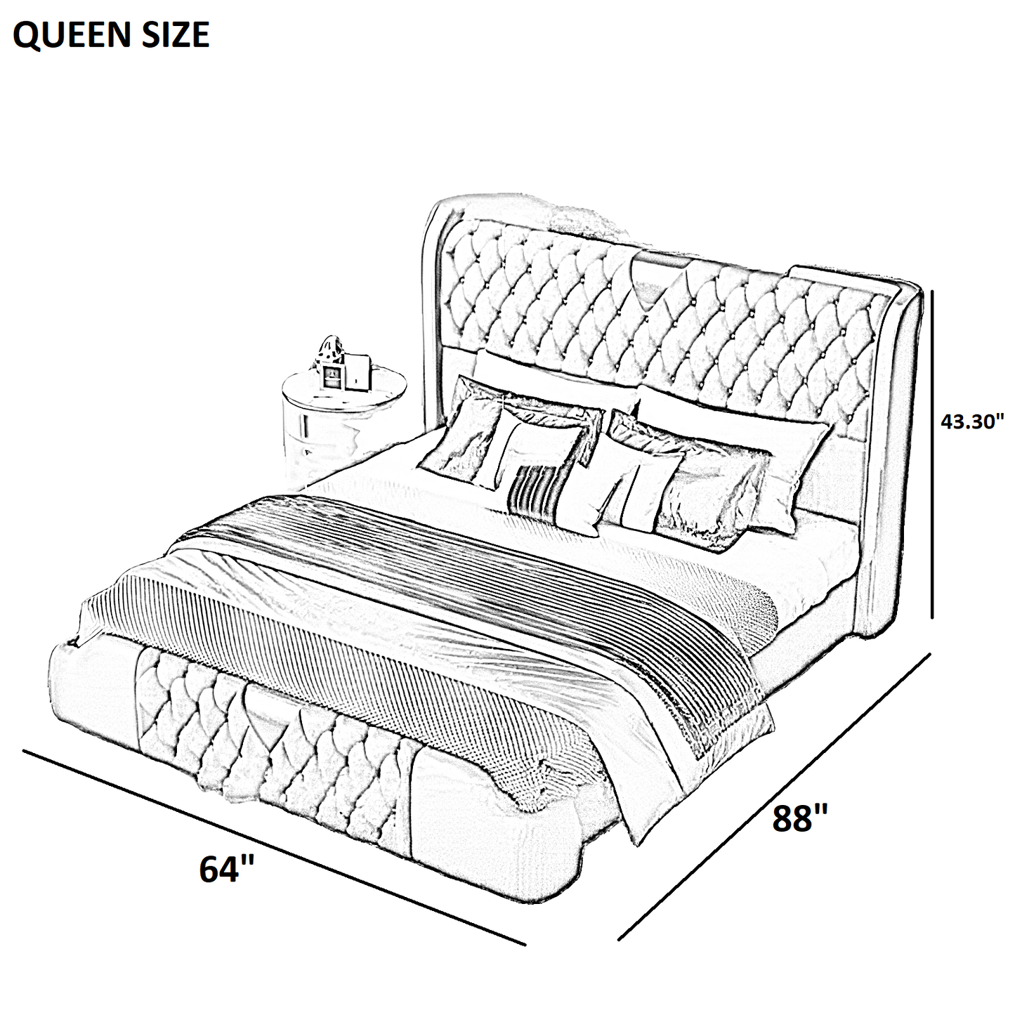 Modern Button Tufted Leather Bed / Ruchi