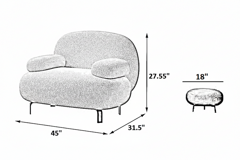 Minimalistic Fabric Modern Sofa Set