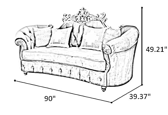 4 Piece Velvet Upholstered European Sofa Set