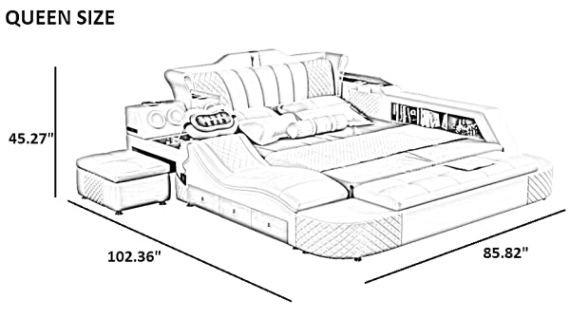 Multifunctional Smart Leather Bed With Massager