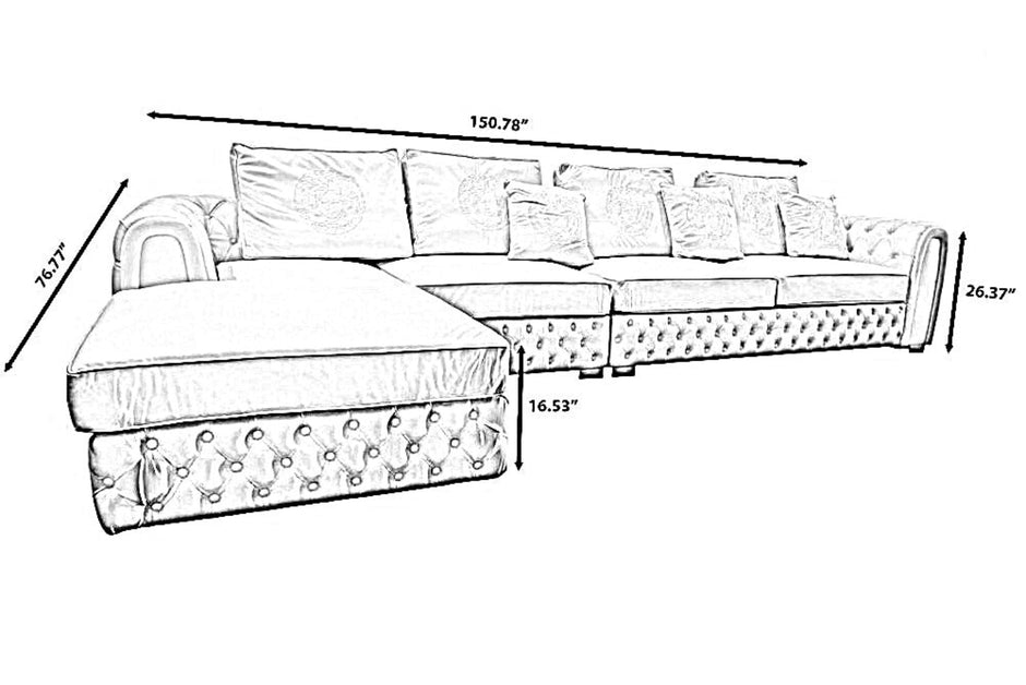 Modern Genuine Leather Chesterfield Style Sofa / Ruchi 