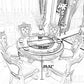 European Round Wooden Dining Table Set For 6