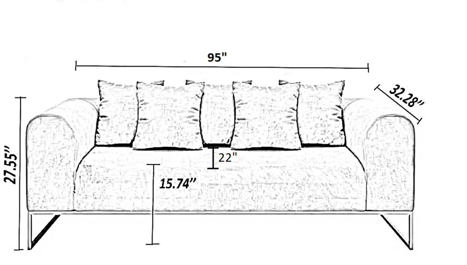 Modern Velvet Wooden Sofa Set