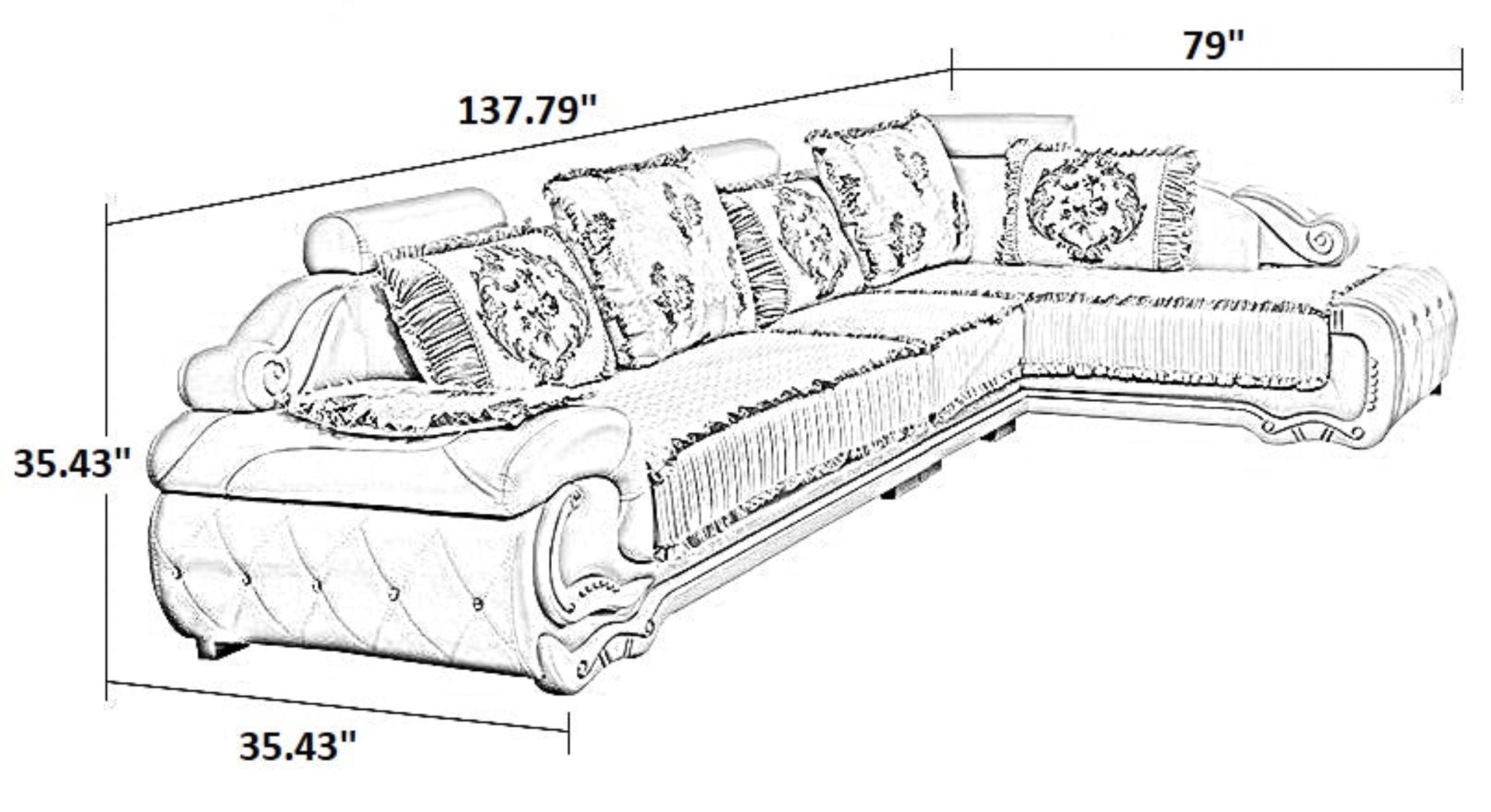 European L-Shape Fabric and Leather Sectional Sofa / Ruchi