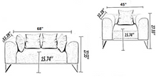 Modern Velvet Wooden Sofa Set