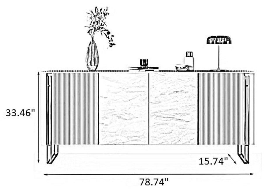 Marble Top Buffet Table With Storage
