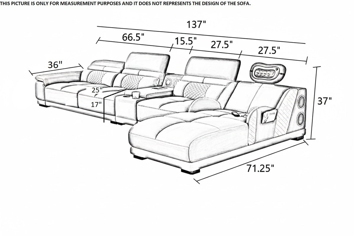 Head Massager Leather Sectional Sofa