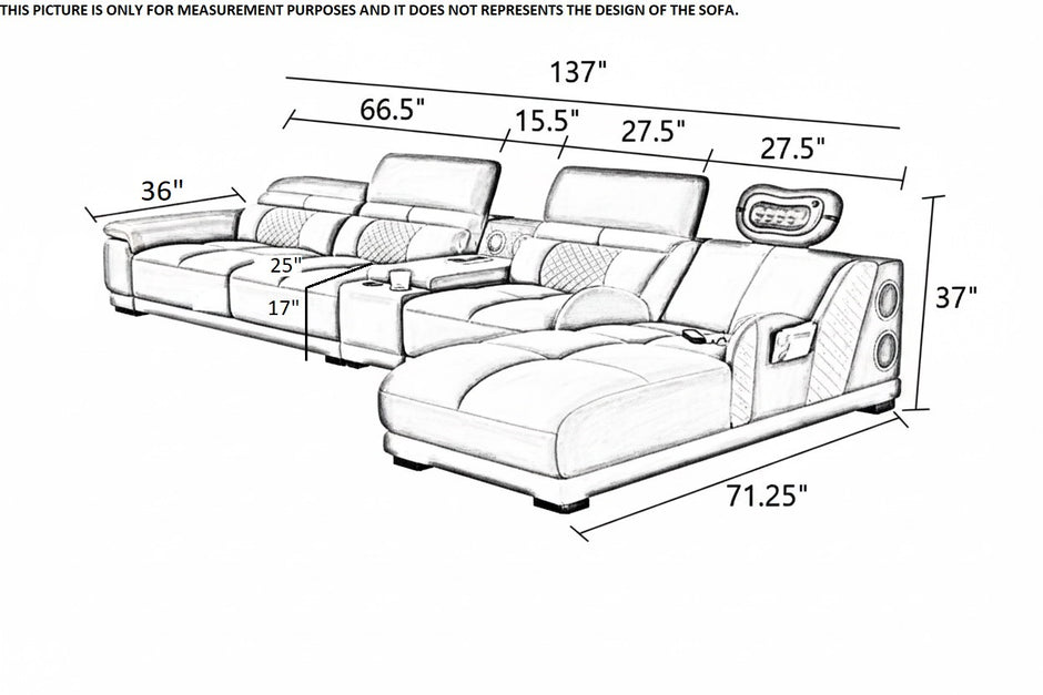 Head Massager Leather Sectional Sofa
