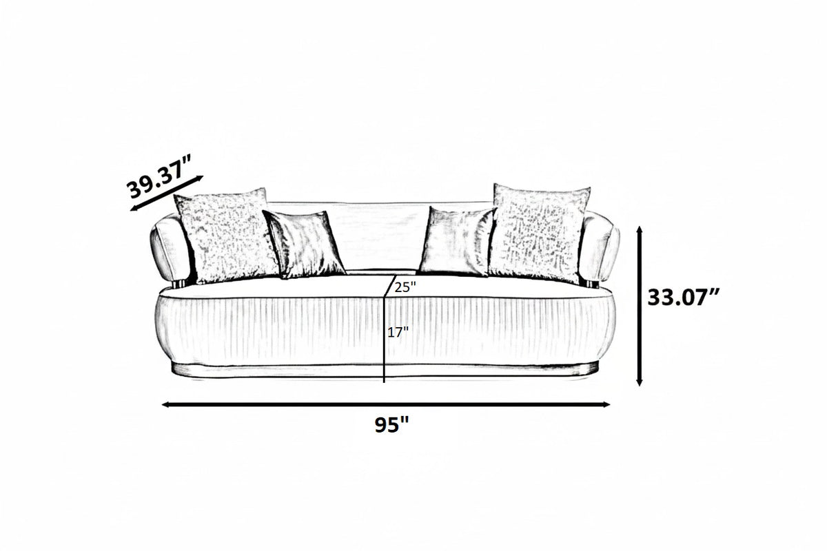 Modern 3-Piece Fabric Sofa Set