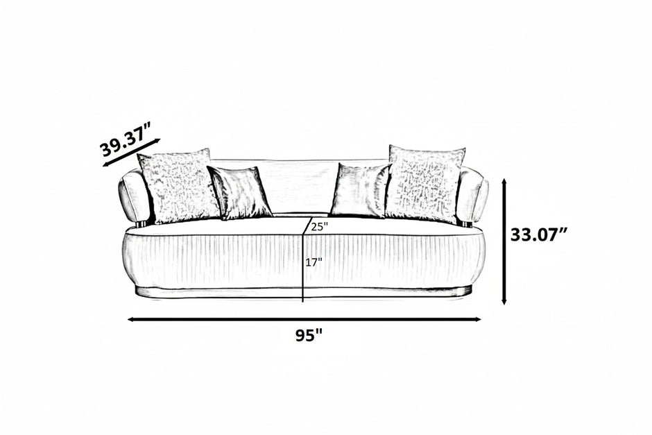 Modern 3-Piece Fabric Sofa Set
