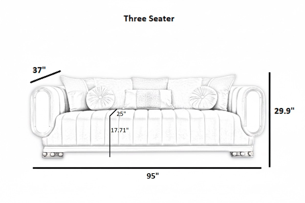 3 Piece Velvet Modern Sofa Set