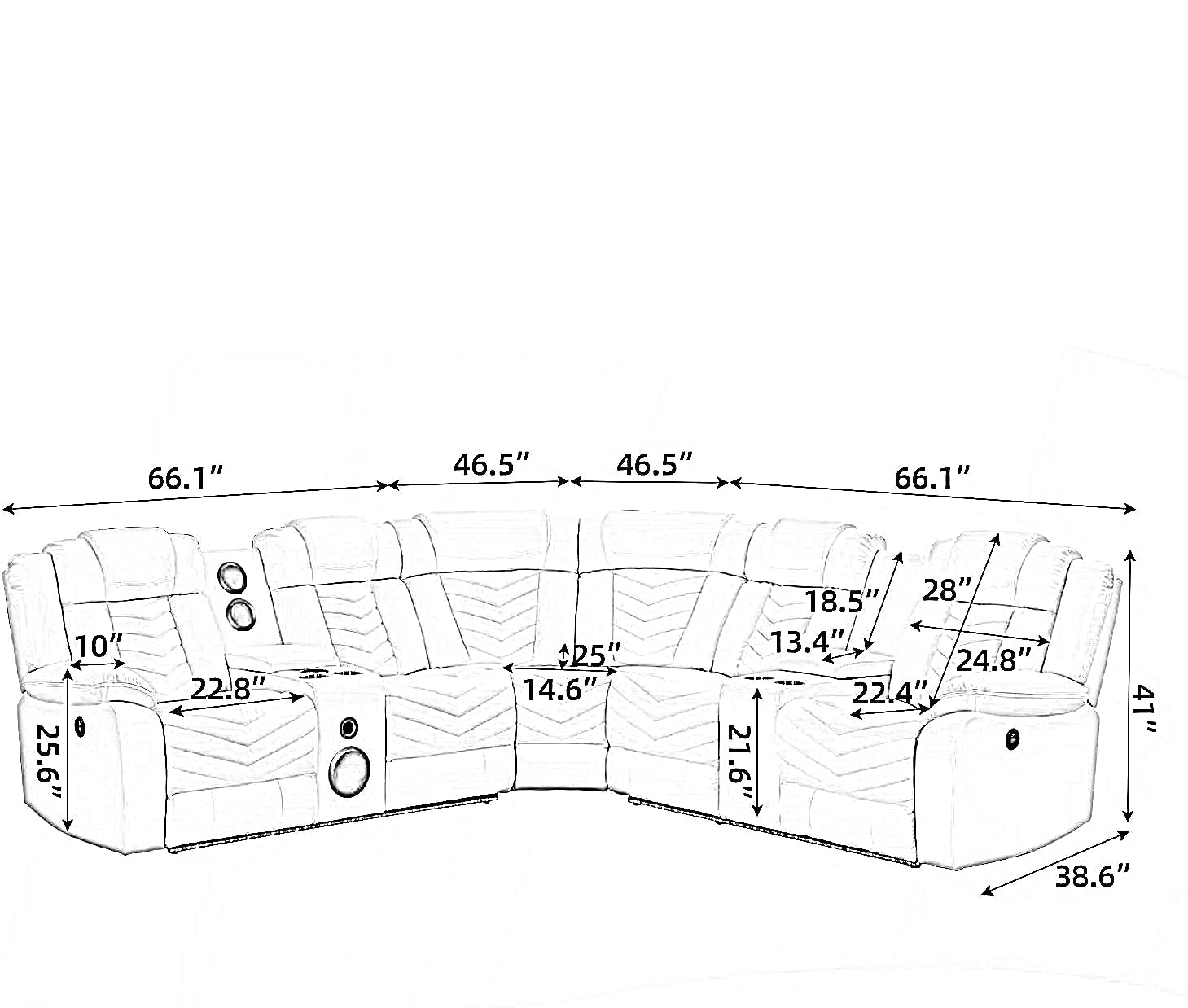 Multifunctional Electric Recliner LED Sectional Leather Sofa
