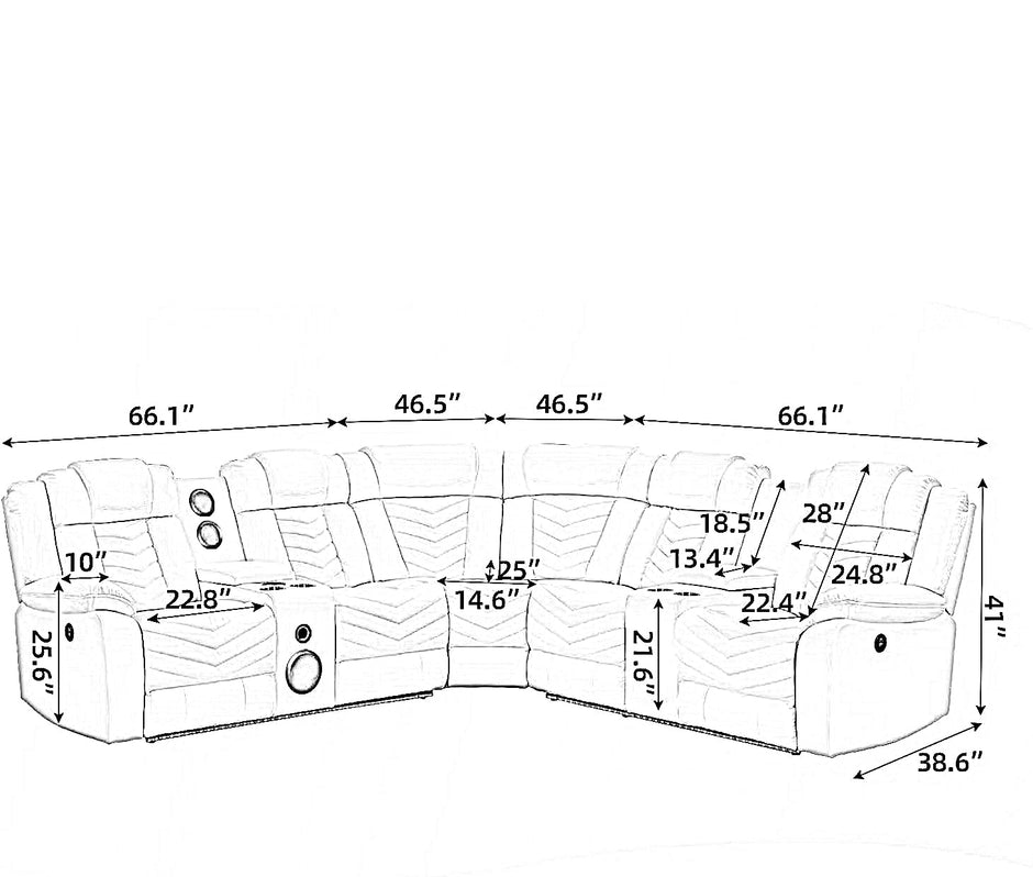 Multifunctional Electric Recliner LED Sectional Leather Sofa