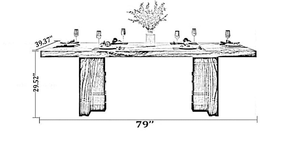 Marble Top Rectangular Dining Table Set