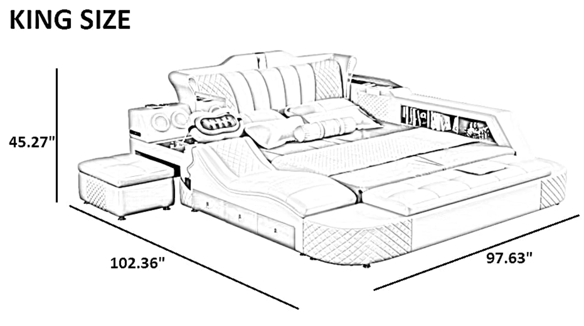 Multifunctional Smart Leather Bed With Massager