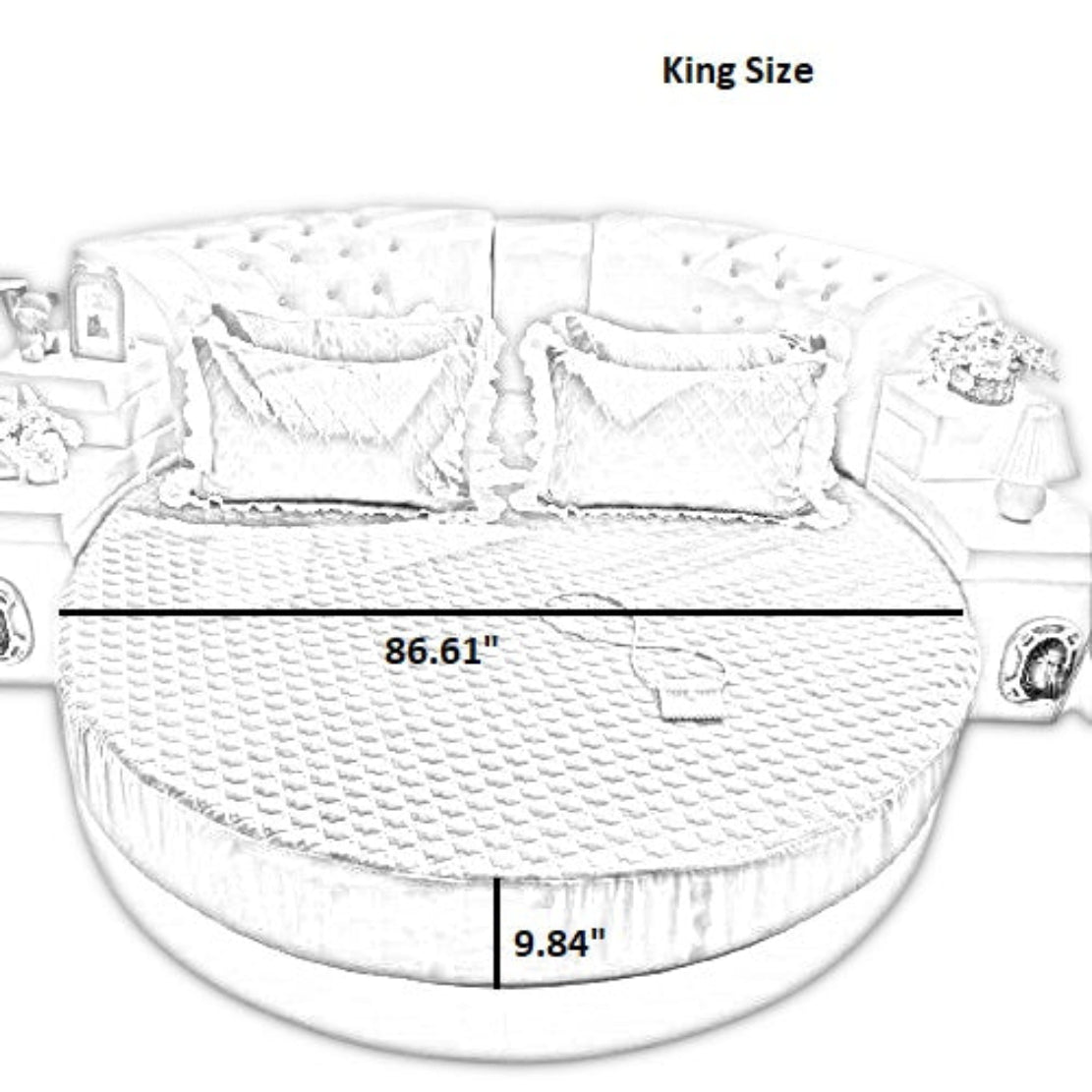 Cotton Round Fitted Bedsheet And Pillows
