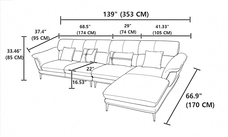 Modern L-Shape Genuine Leather Sectional Sofa