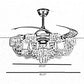 Remote Control LED Crystal Ceiling Fan Light / Ruchi