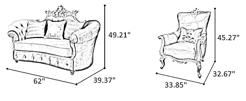 4 Piece Velvet Upholstered European Sofa Set