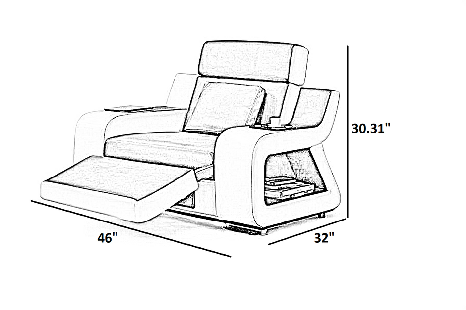 Power Recliner Leather LED Sofa Set