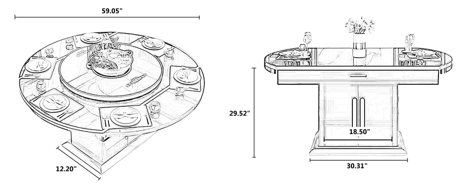 Smart-Heating Extendable Dining Table Set