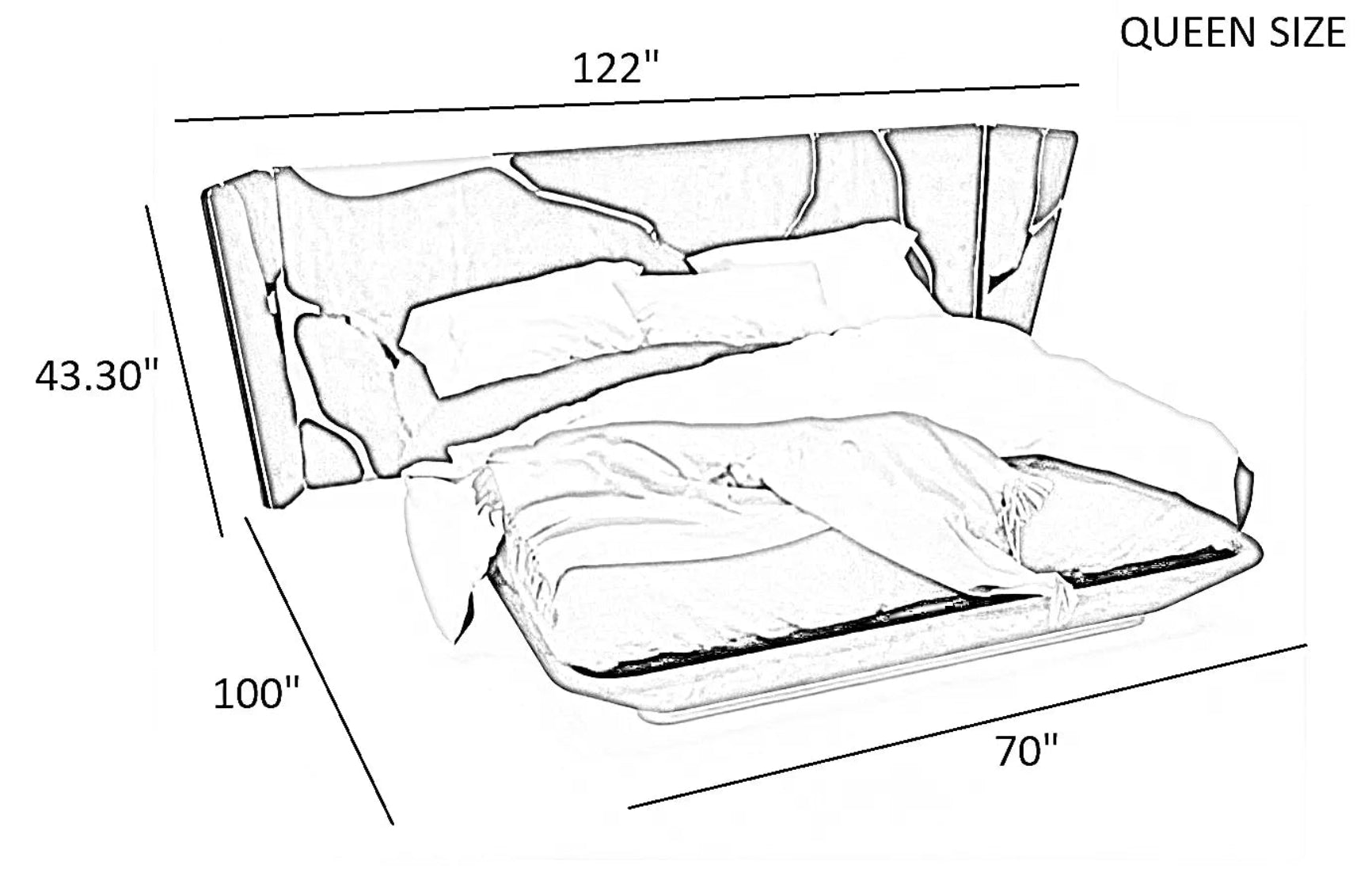Golden Metallic Veins Design Velvet Bed