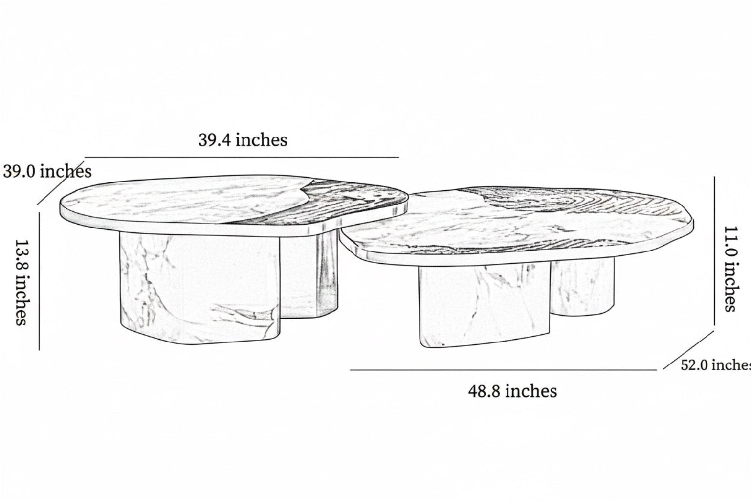 Contemporary Marble And Metal Coffee Table Set / Ruchi