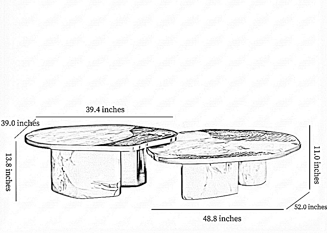 Contemporary Marble And Metal Coffee Table Set / Ruchi 