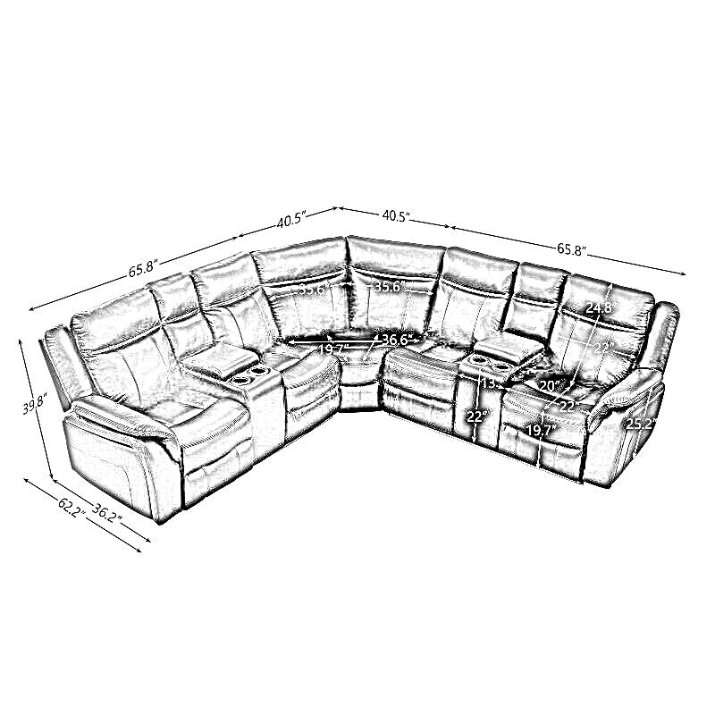 Leather Power Recliner LED Sectional Sofa