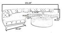 Curved Button Tufted Leather Sectional Sofa